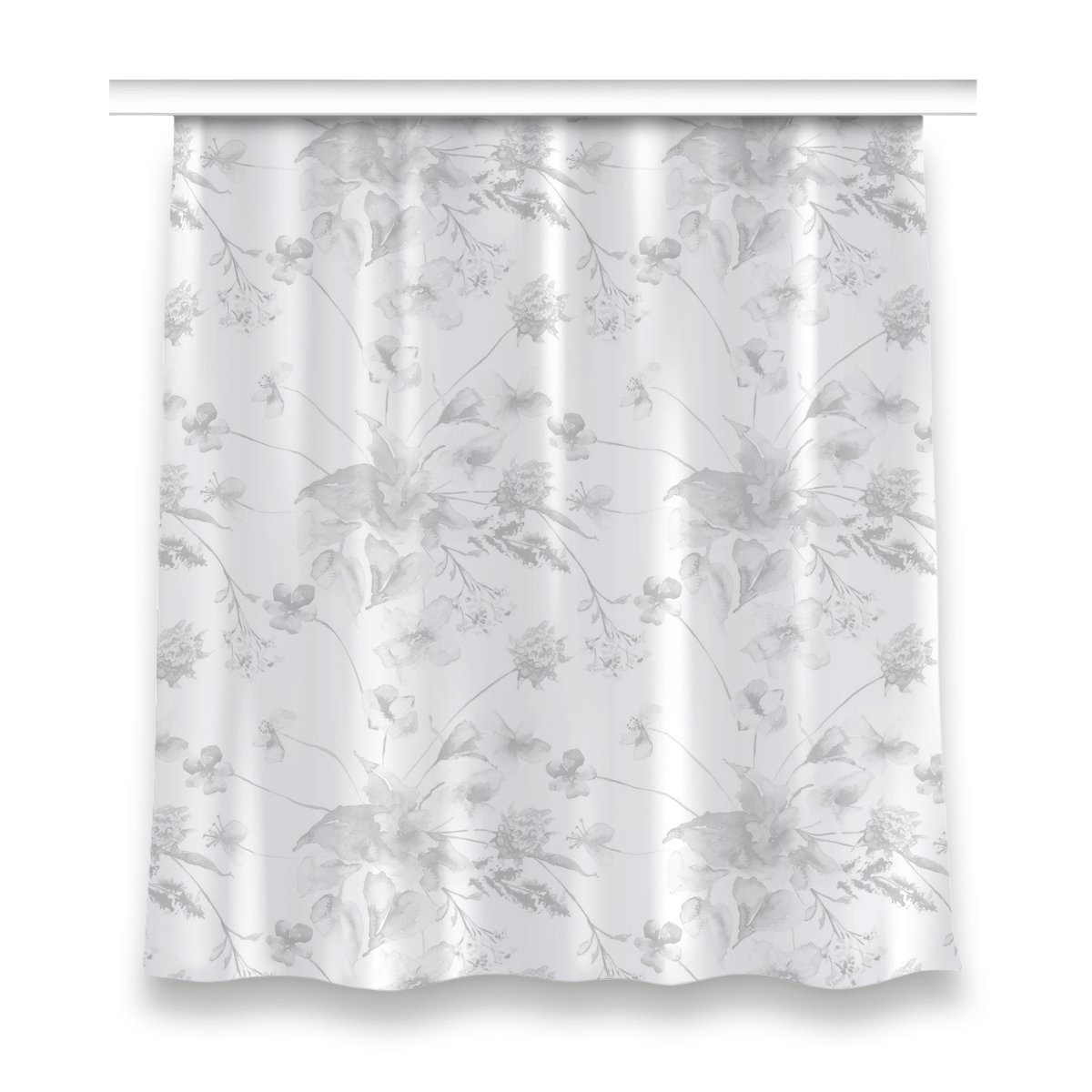 Gotowa zasłona na taśmę wzór 150x160 Szare kwiaty, Fabricsy