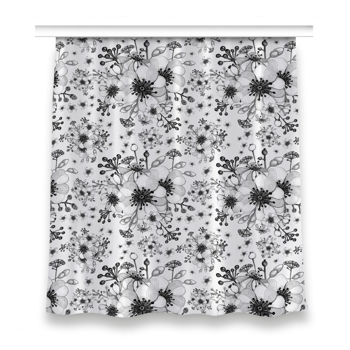 Gotowa zasłona na taśmę 150x160 Czarno-biały wzór, Fabricsy