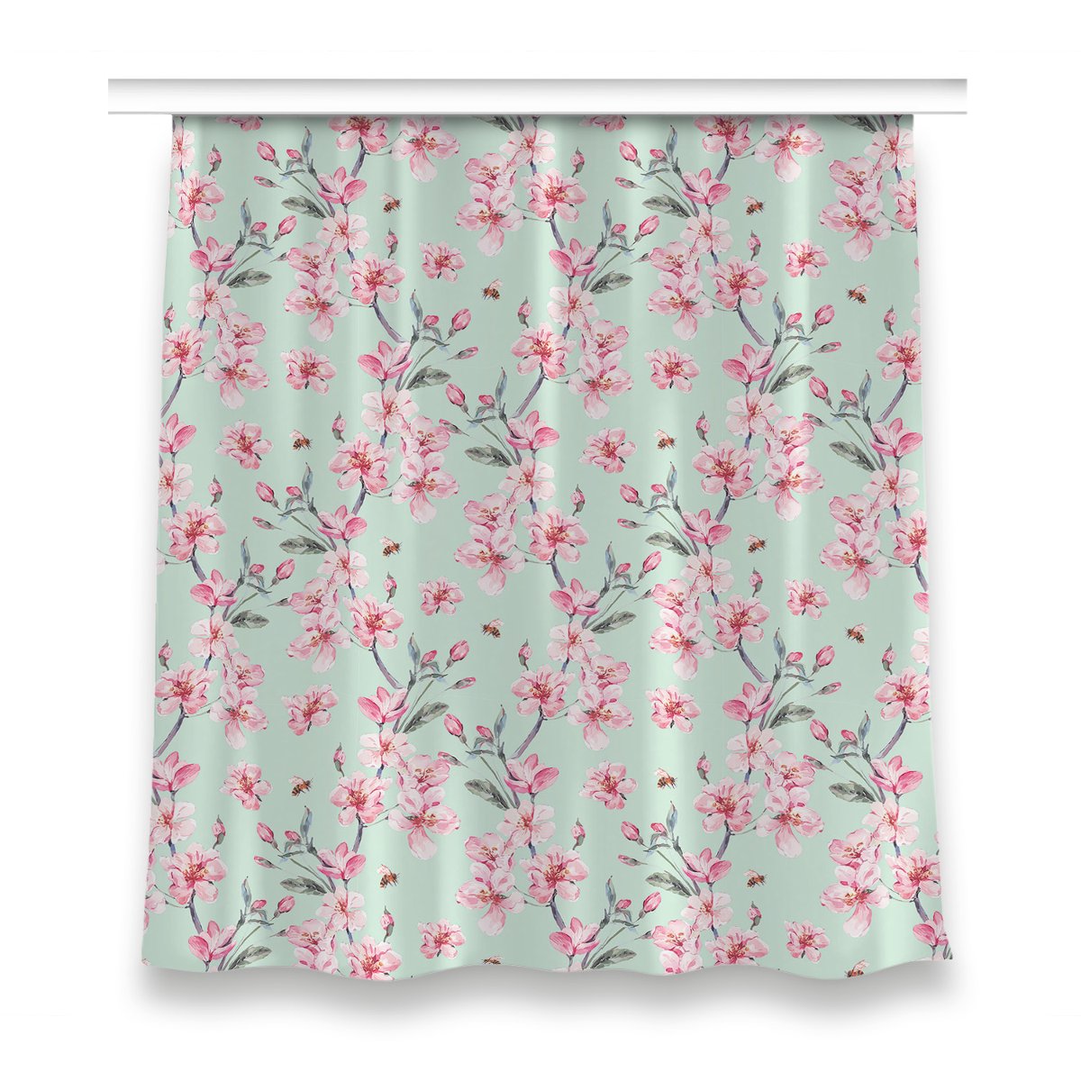 Klasyczna zasłona z nadrukiem 150x160 Kwiaty wiśni, Fabricsy