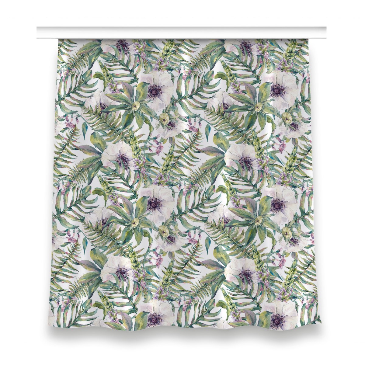 Zasłona klasyczna z grafiką 150x160 Białe kwiaty, Fabricsy