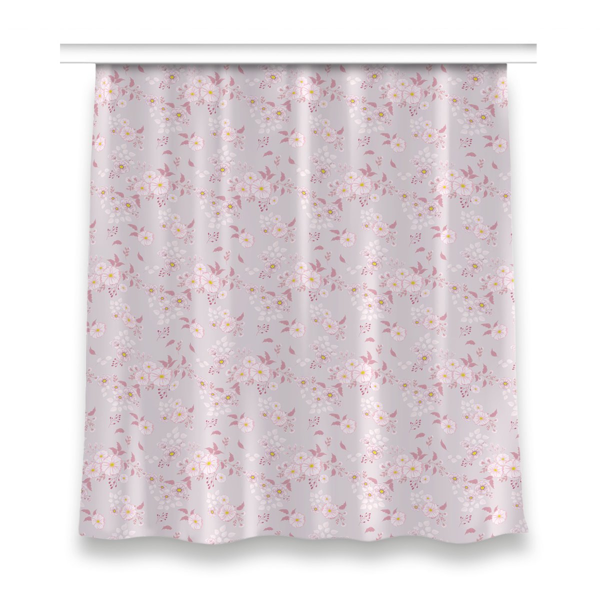 Gotowa zasłona na żabki 150x160 Małe różowe kwiaty, Fabricsy