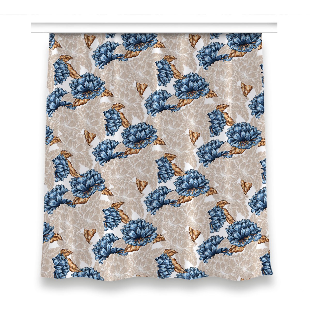 Gotowa zasłona na taśmę 150x160 Niebieskie kwiaty, Fabricsy