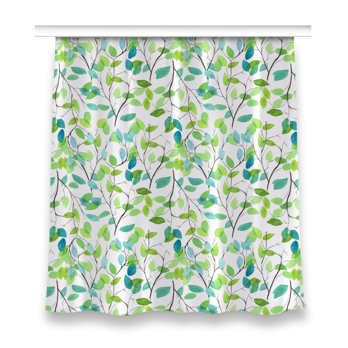 Gotowa zasłona z grafiką 150x160 Zielone gałązki, Fabricsy