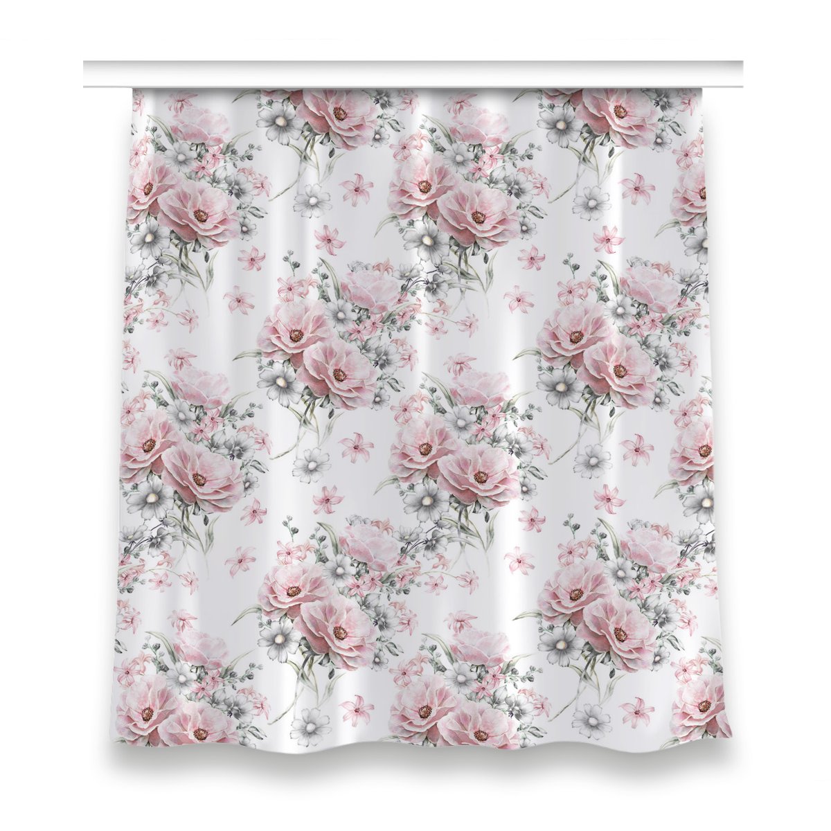 Gotowa zasłona z grafiką dekor wzór 150x160 Kwiaty, Fabricsy