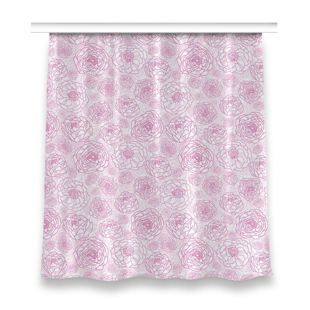 Gotowa zasłona z nadrukiem 150x160 Różowe kwiaty, Fabricsy