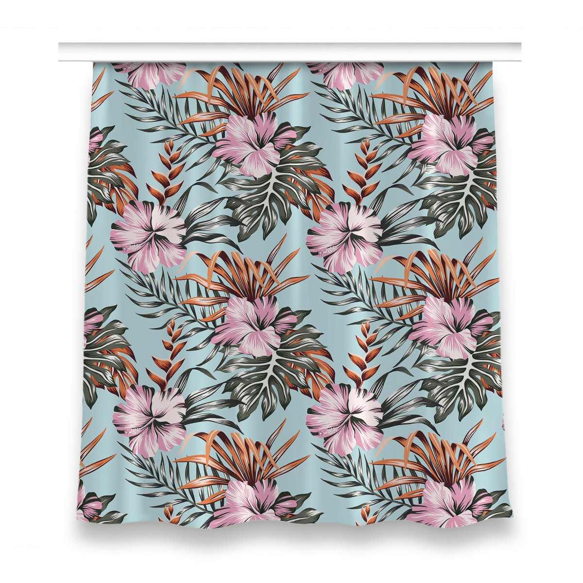 Gotowa zasłona z grafiką 150x160 Kwiaty hibiskusa, Fabricsy