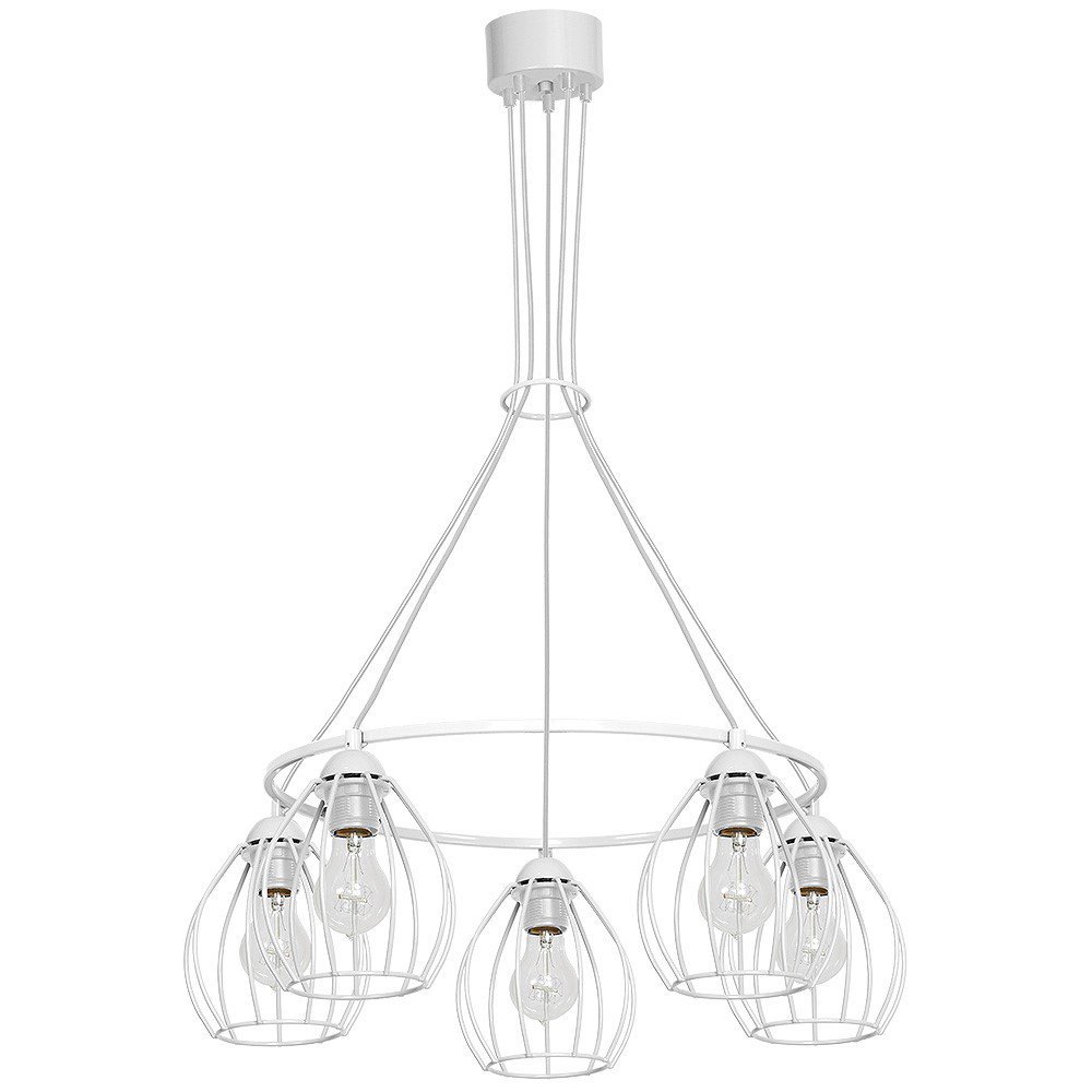 Decoland Żyrandol na drutu STAR 5xE27/60W/230V biały