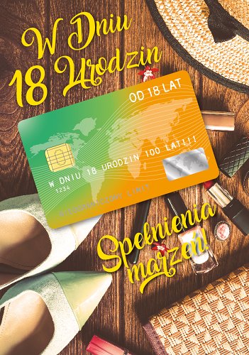 Kartka na 18 urodziny z kartą kredytową Gift 129