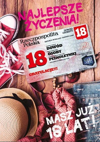 Kartka na 18 urodziny dla dziewczyny Gift 123