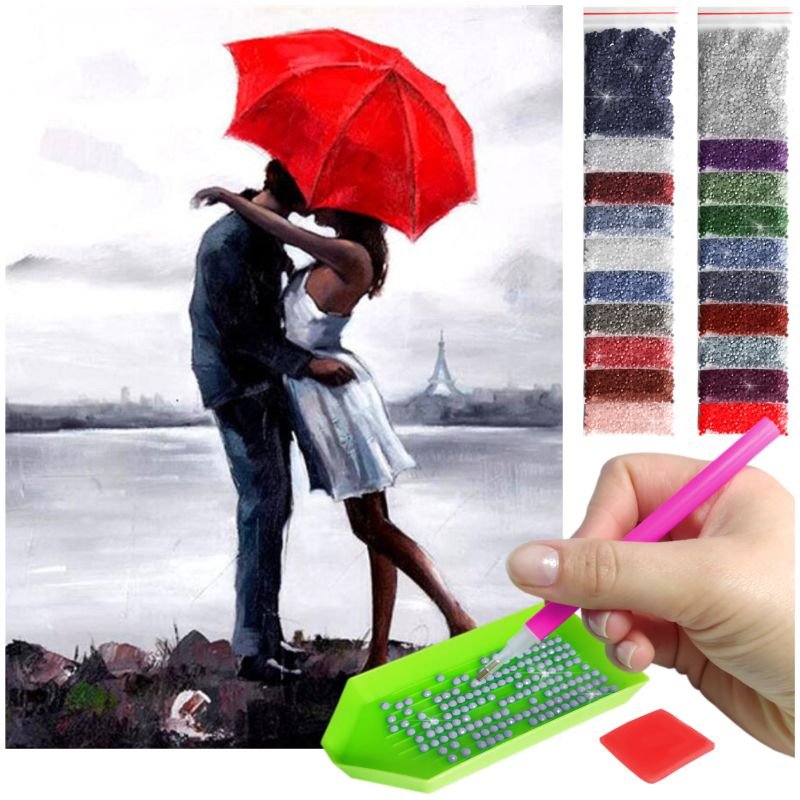 Haft Diamentowy ARTULIO, Obraz DIY 5D, Diamond Painting, Mozaika diamentowa 30x40cm (Tajemnicza para nad wodą) + zestaw akcesoriów