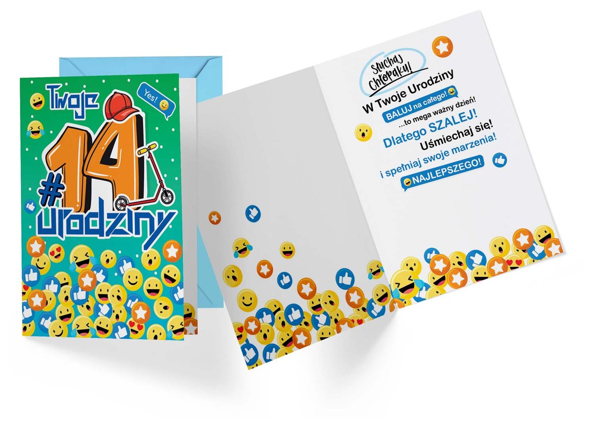 KUKARTKA KUKARTKA Karnet PR-338 Urodziny 14 chłopiec 444346