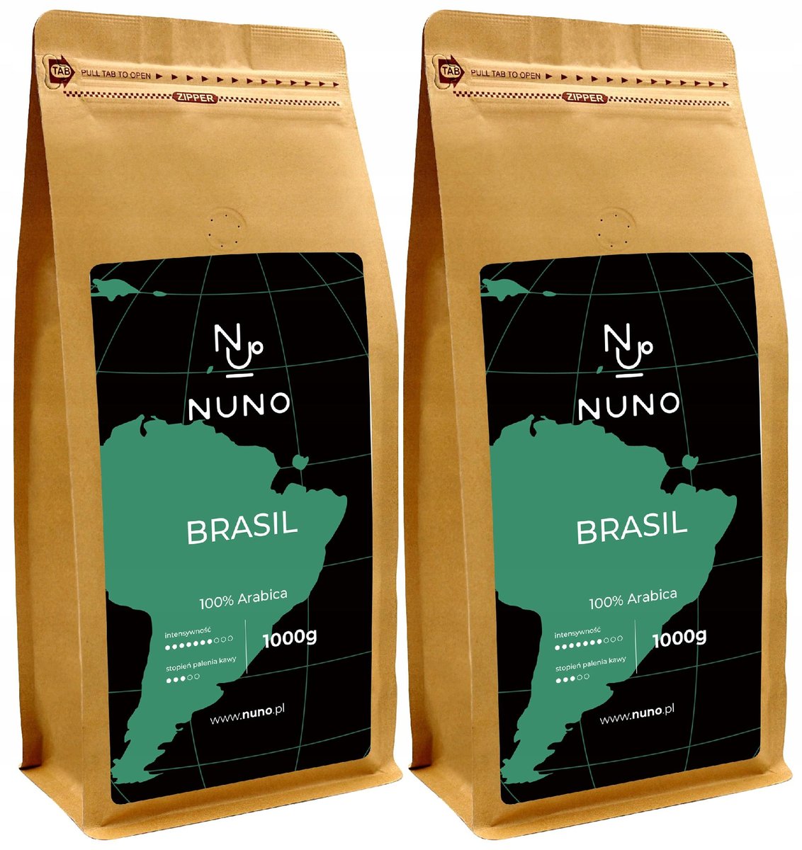 Nuno, kawa ziarnista Brazylia świeżo palona 72h, 2 x 1kg