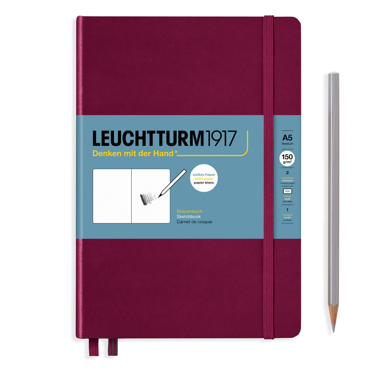 Leuchtturm1917, szkicownik Medium, A5, bordowy
