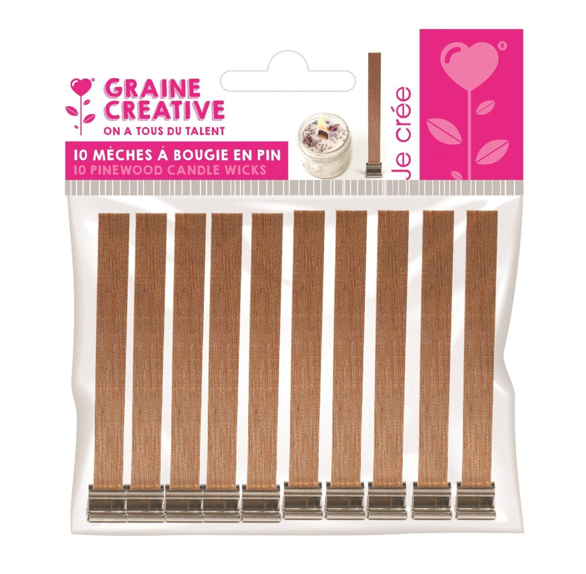 Graine Creative Graine Creative Knoty drewniane do świec 13x130 mm 10szt GC-153410