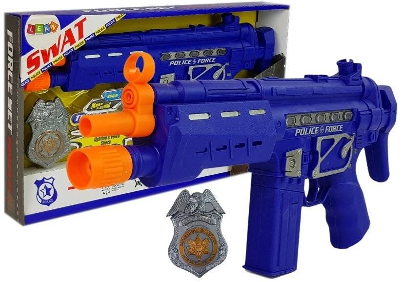 Import LEANToys Zestaw Policyjny Pistolet Odznaka Granatowy Dźwięk Efekty Świetlne 37cm LT-7871-0