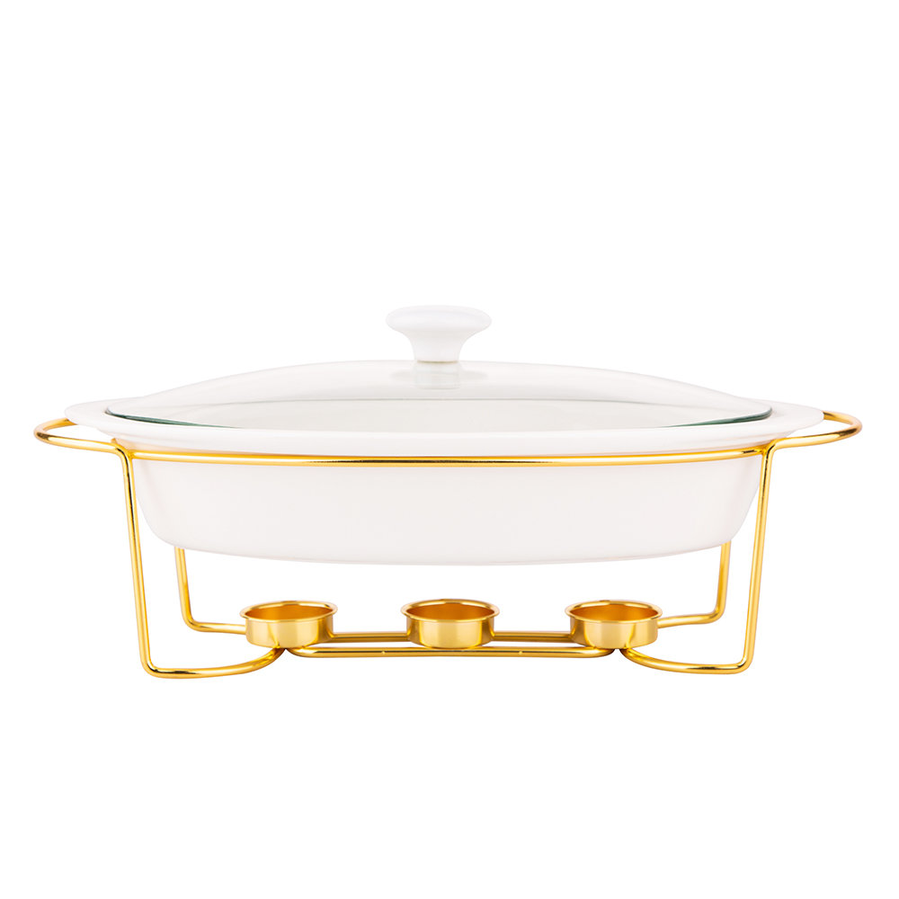 Lumarko Lumarko Naczynie Do Serwowania Owalne 1,4 L Na Podgrzewaczu W Kolorze Złotym! 020101228 Alt