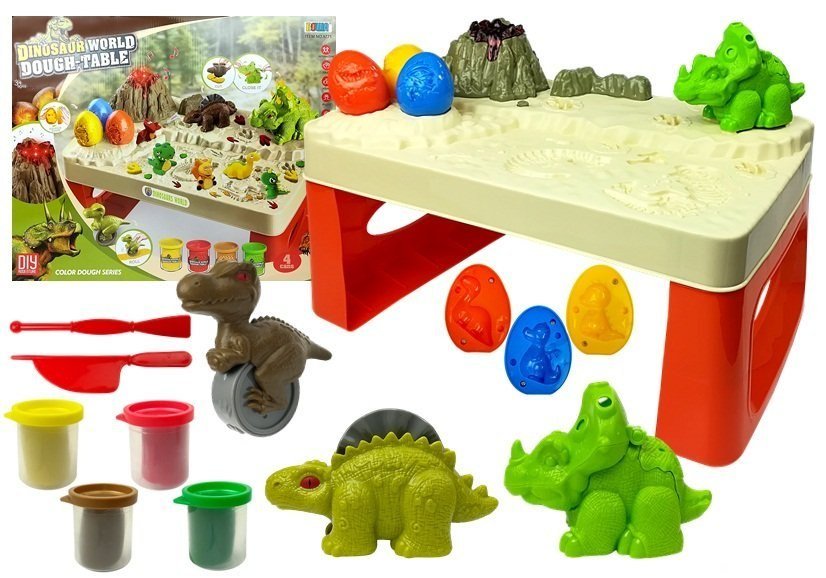 LEANToys Stolik z Ciastoliną z Dinozaurami 4 Kolory 6664