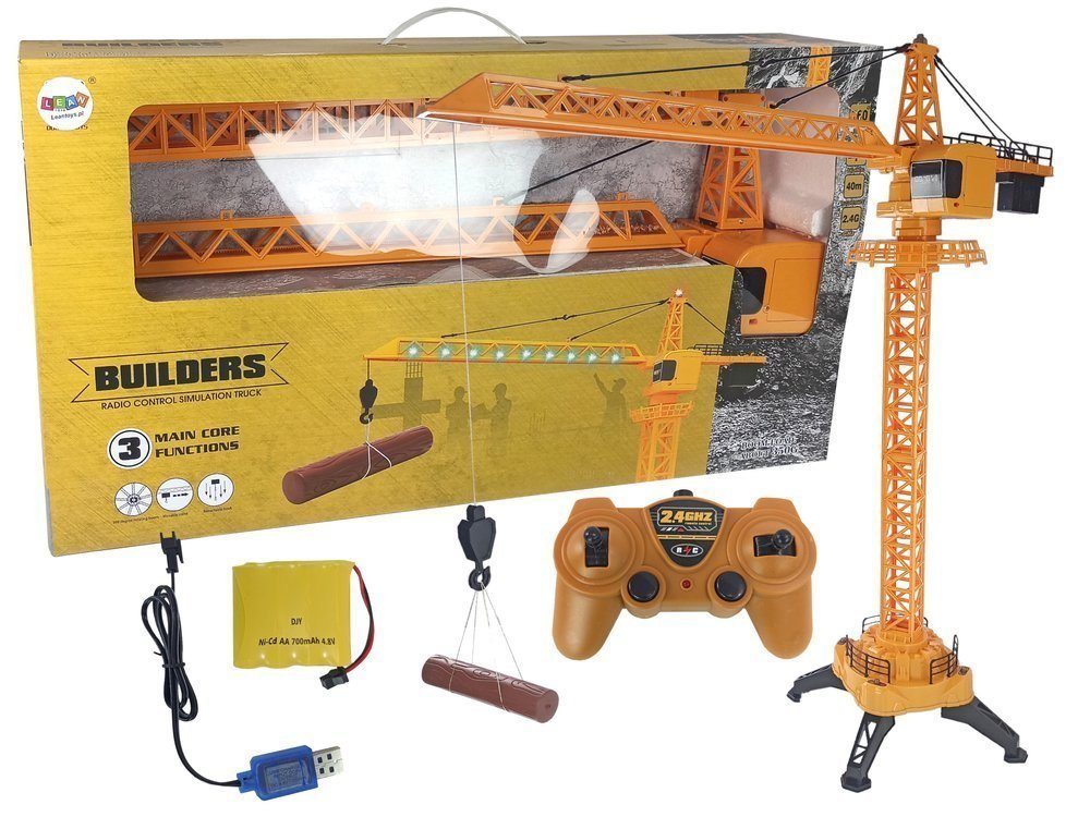 LEANToys Dźwig Konstrukcyjny Żuraw  1:14 R/C 2,4 GHz Budowa 100 cm 7782