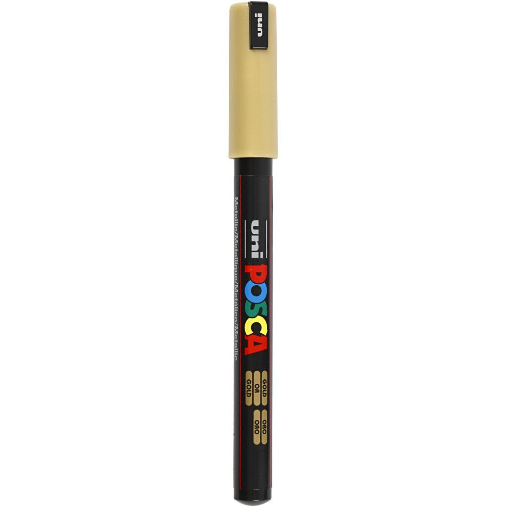 Uni Marker do Posca PC-1MR kolor szklany pojemnik na wyjątkowo mały ball point Pen 0,7 MM czubkiem złoty 76861