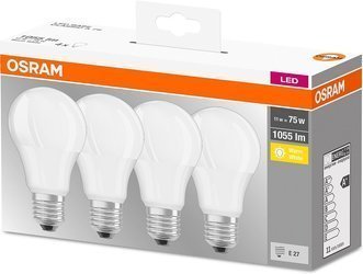Osram ZESTAW 4x LED Żarówka BASE A75 E27/11W/230V 2700K -