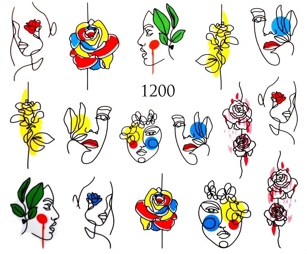 Naklejki wodne na paznokcie - nr 1200