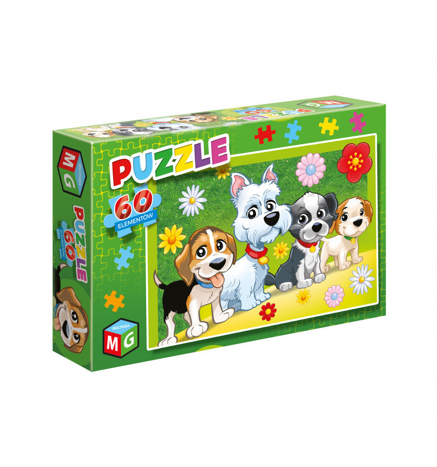 Multigra Puzzle 60 Pieski kwiatki