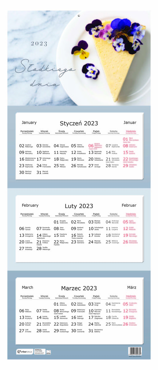 Kalendarz 2022 trójdzielny Smacznego Nowa