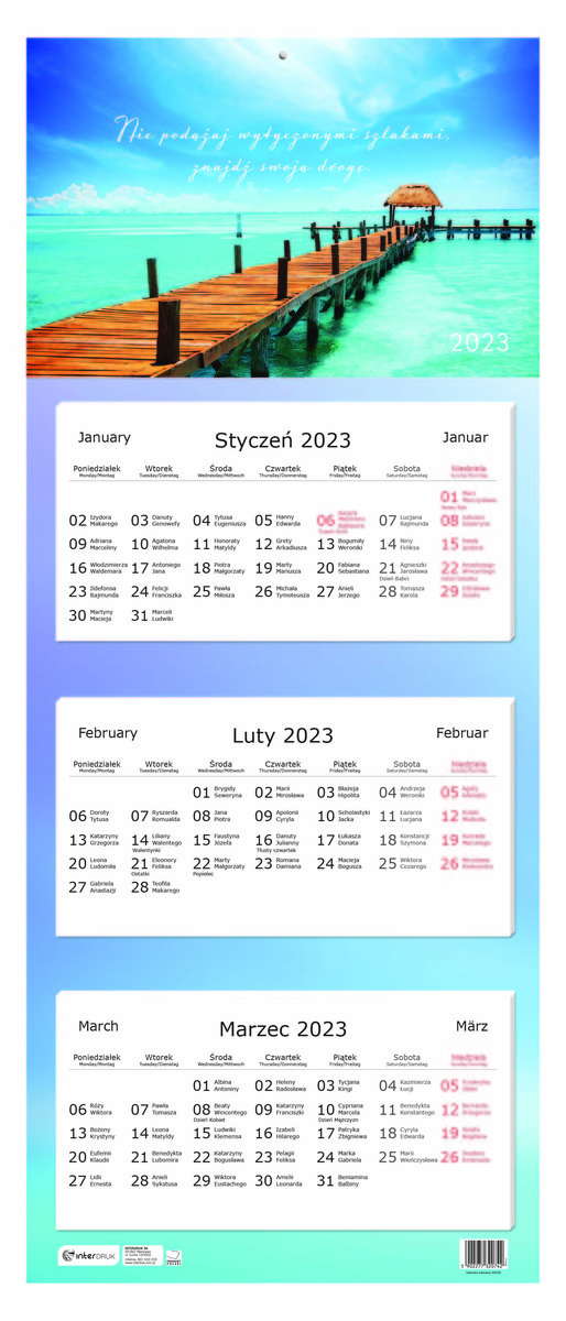 Kalendarz 2022 trójdzielny Widok Nowa