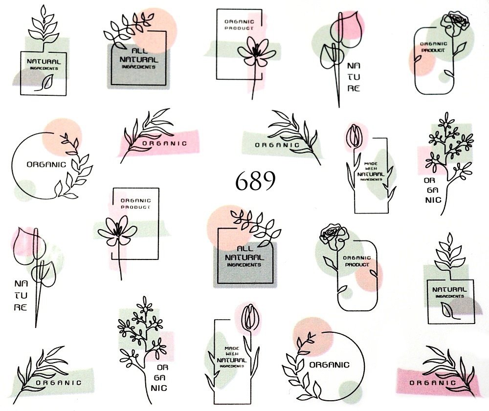 Naklejki wodne na paznokcie PASTELOWE KWIATY - 689