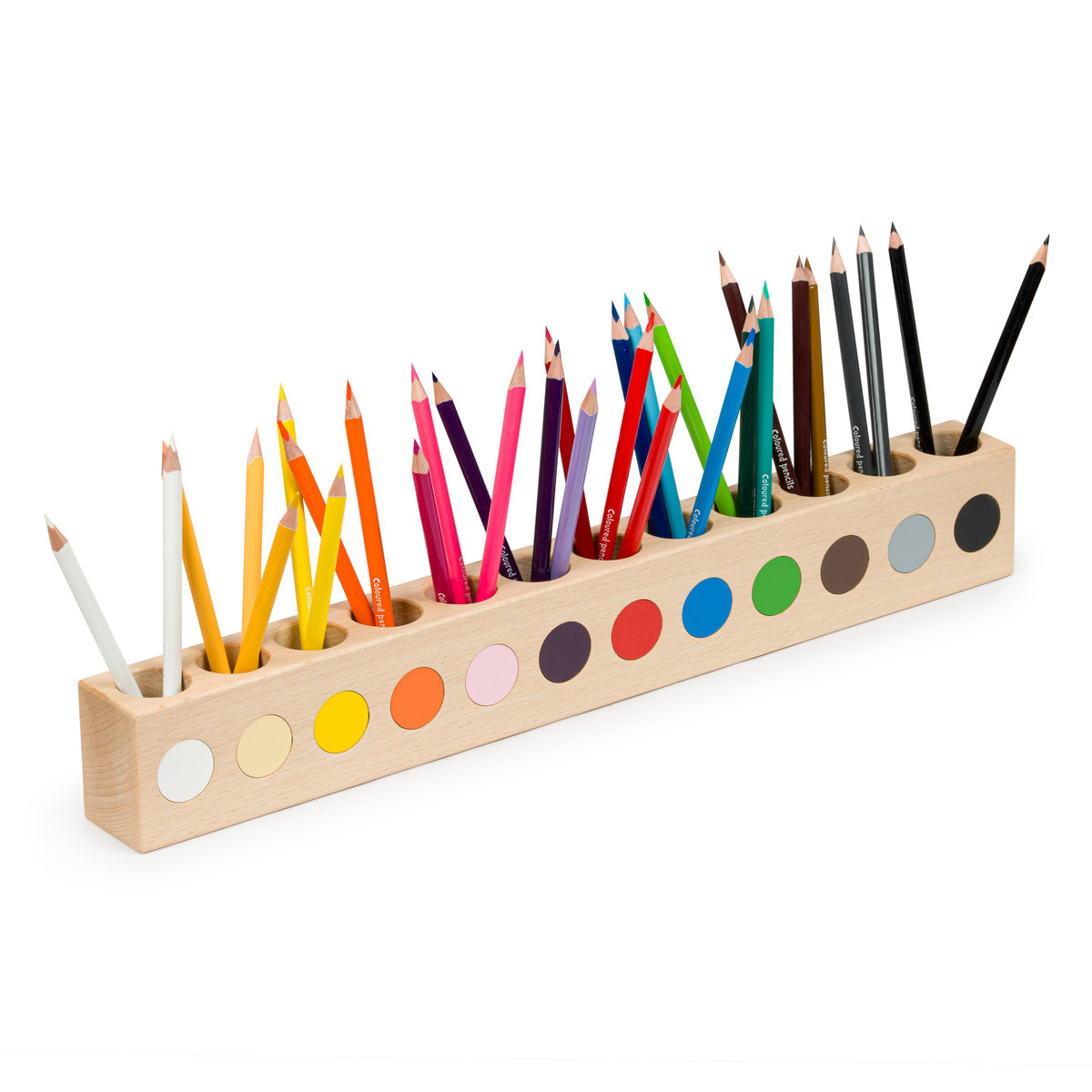 Drewniany pojemnik na kredki kolorowe dla dziecka Montessori Sorter na kredki i mazaki dla dzieci 12 kolorów Montessori Eko Drewniany Organizer na b..