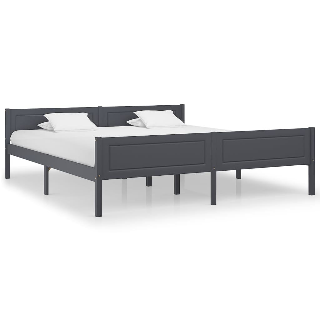 vidaXL Lumarko Rama łóżka z litego drewna sosnowego, szara, 180 x 200 cm 322129