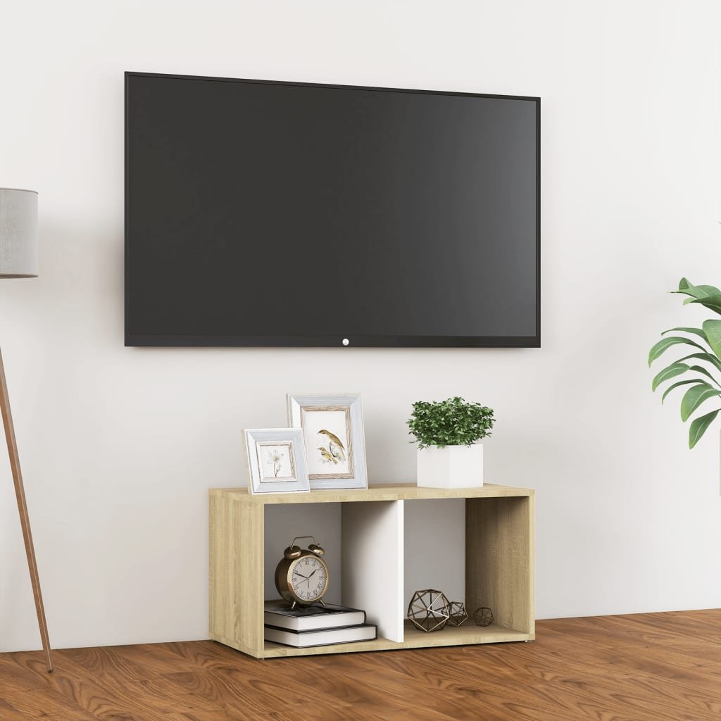 vidaXL Lumarko Szafka pod TV, biel i dąb sonoma, 72x35x36,5 cm, płyta wiórowa 805530