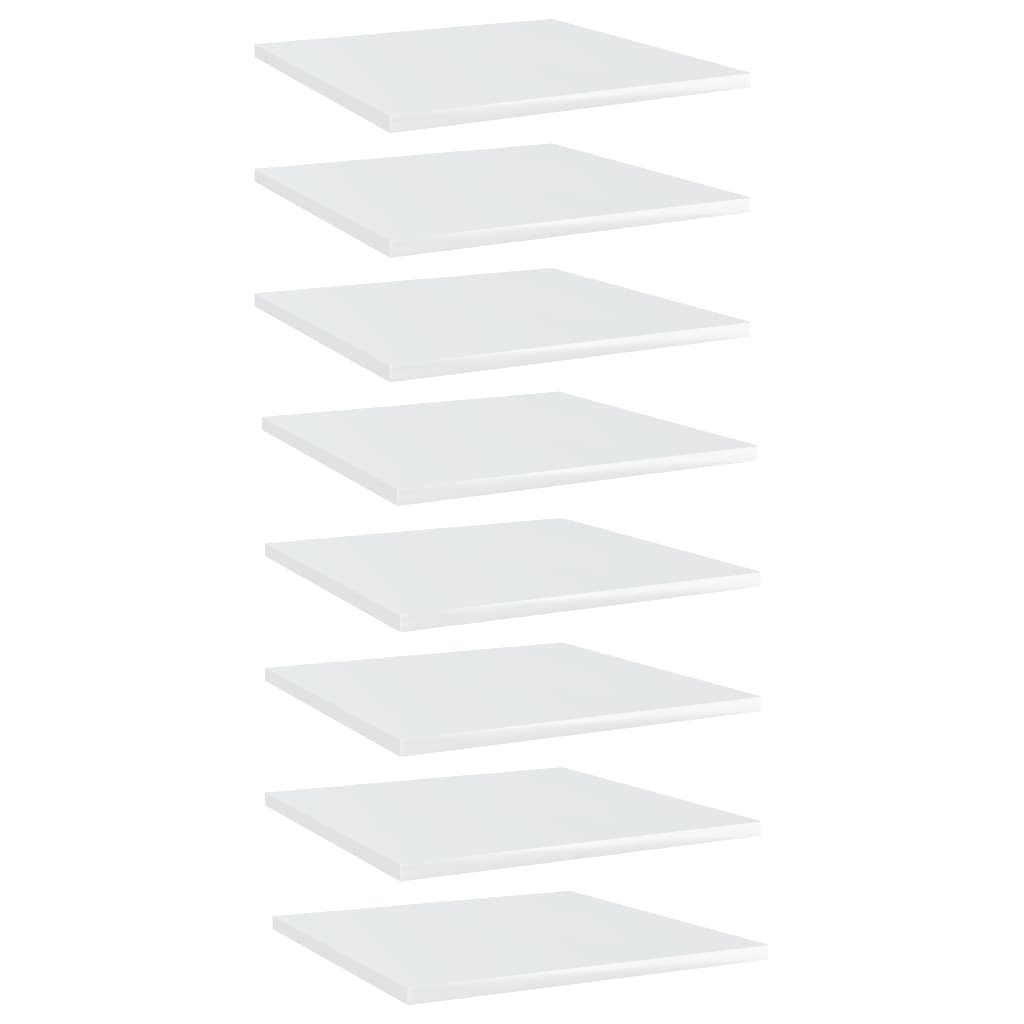 VidaXL Półki na książki, 8 szt., wysoki połysk, białe, 40x40x1,5 cm 805181 VidaXL
