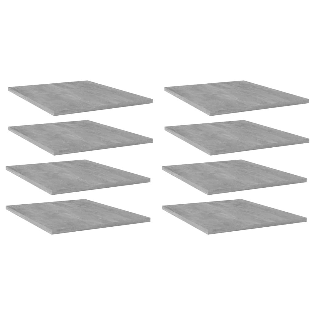 vidaXL Półki na książki, 8 szt., szarość betonu, 40x50x1,5 cm, płyta