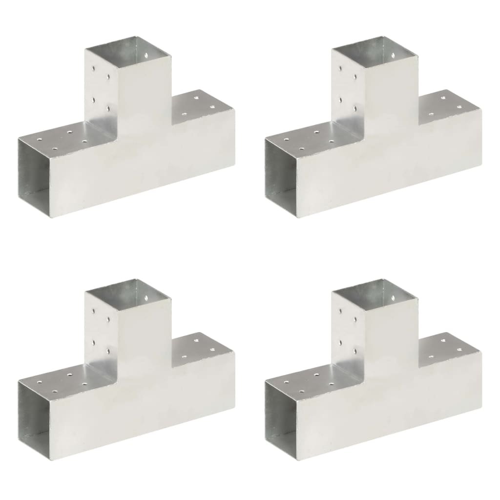 vidaXL Łączniki do słupków w kształcie T, 4 szt., metalowe, 81x81 mm