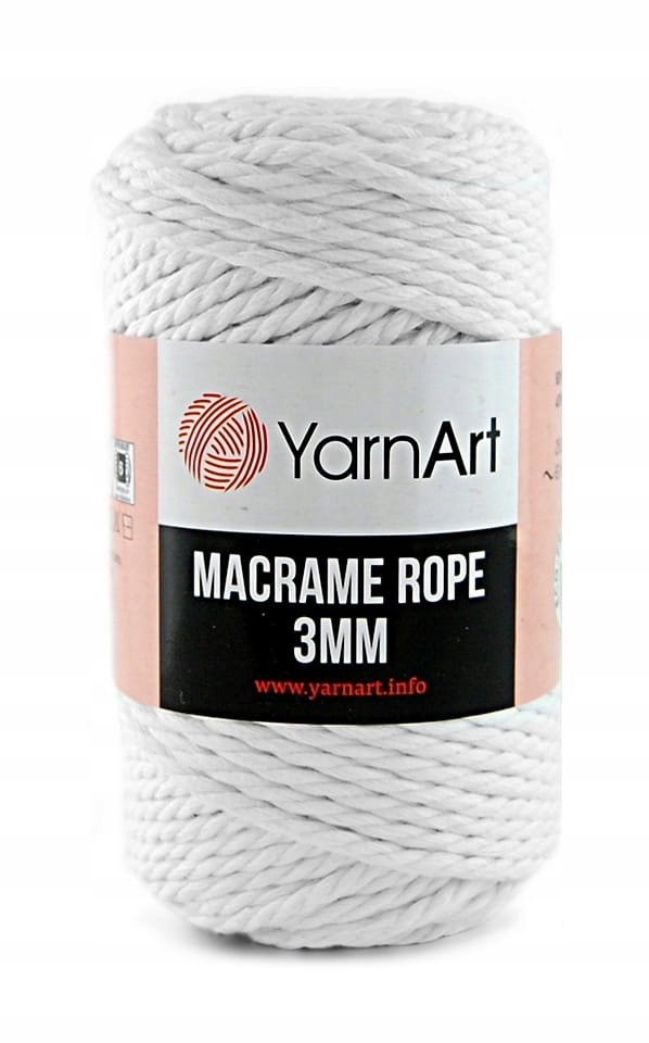 Sznurek YarnArt Macrame Rope 3 mm - 751 biel