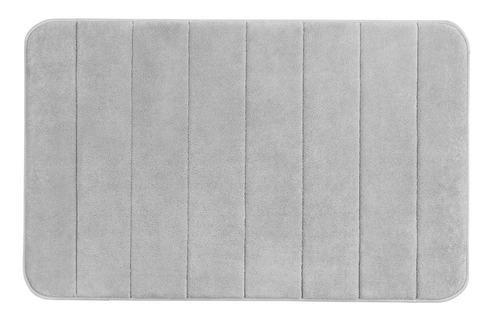 Wenko WENKO dywanik łazienkowy Foam Stripes, Light Grey mata łazienkowa, antypoślizgowa, bardzo miękka jakość z pianką memory, poliester, jasnoszary, 80 x 50 x 0.1 cm 23107100