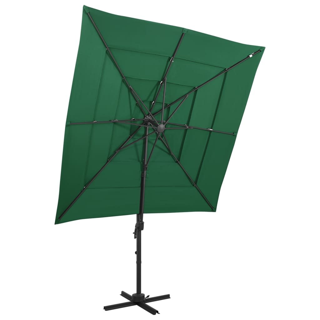 vidaXL 4-poziomowy parasol na aluminiowym słupku, zielony, 250x250 cm vidaXL