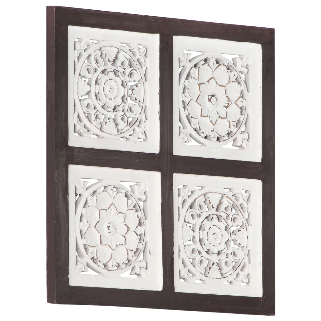 VidaXL Ręcznie rzeźbiony panel ścienny, MDF, 40x40x1,5 cm, brąz i biel 321653