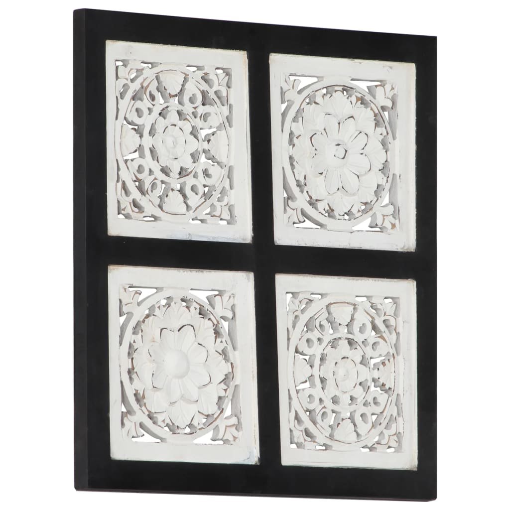 VidaXL Ręcznie rzeźbiony panel ścienny, MDF, 40x40x1,5cm, czarno-biały 321656