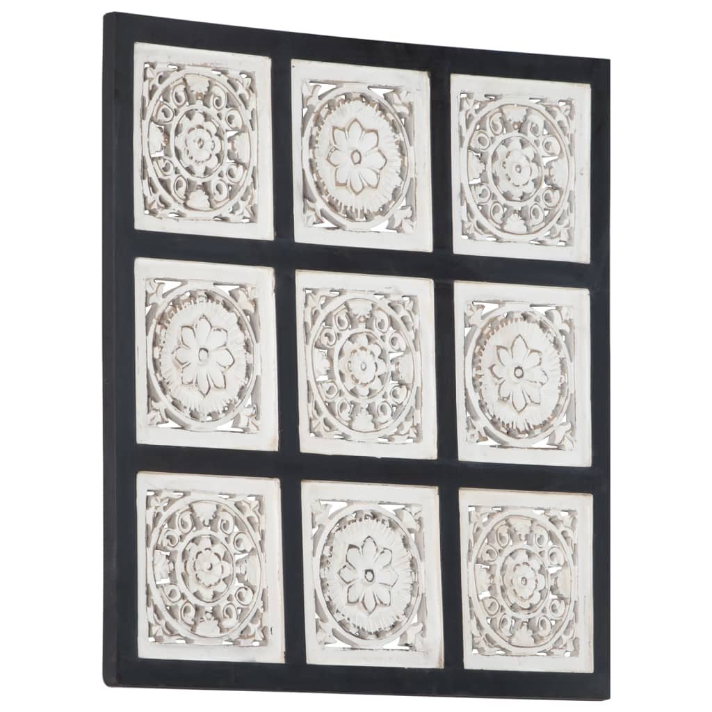 VidaXL Ręcznie rzeźbiony panel ścienny, MDF, 60x60x1,5cm, czarno-biały 321657