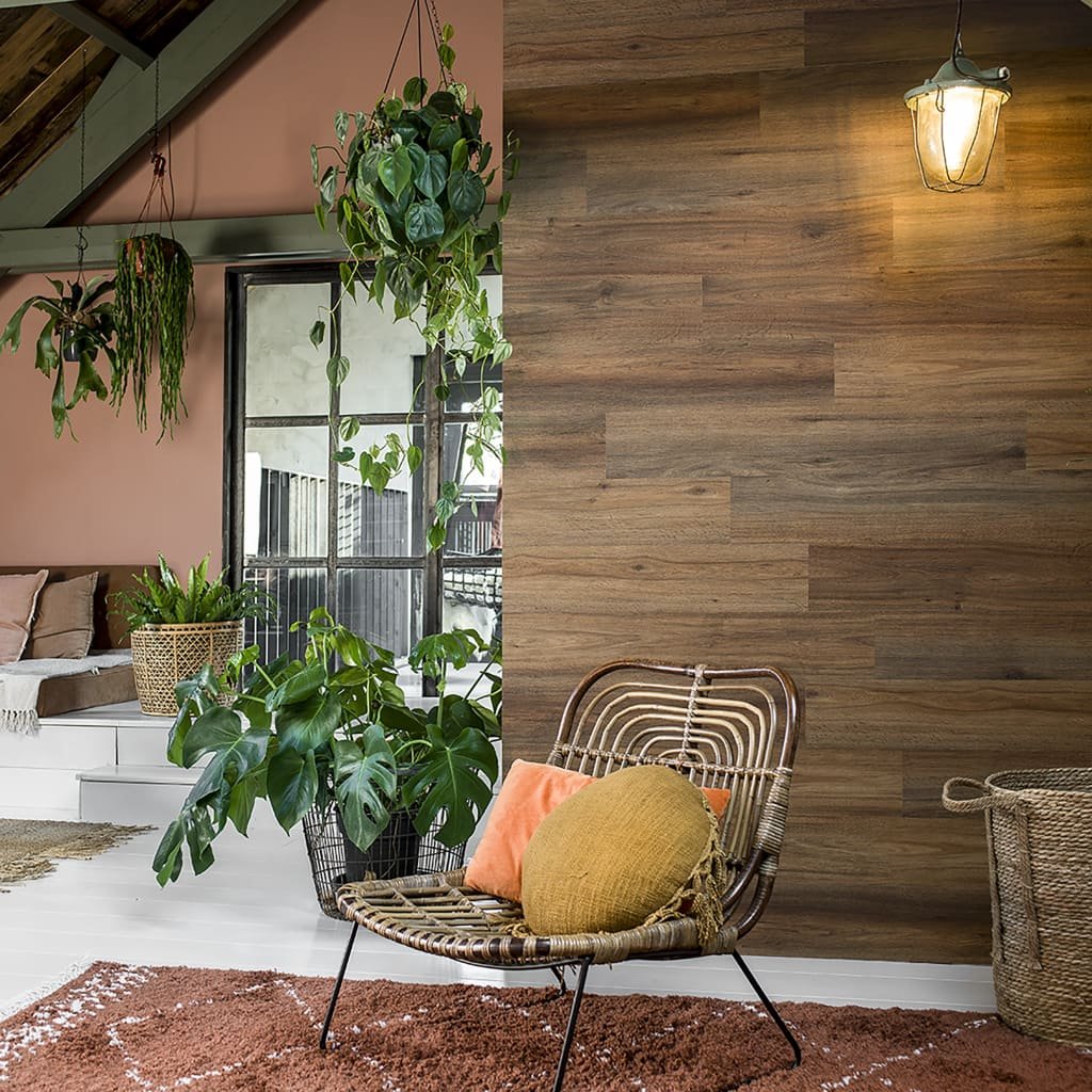 shumee WallArt Listwy drewnopodobne w stylu naturalnego dębu ciepły brąz