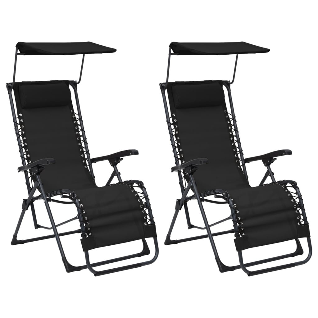 vidaXL Składane krzesła tarasowe 2 szt. tworzywo textilene czarne 312471