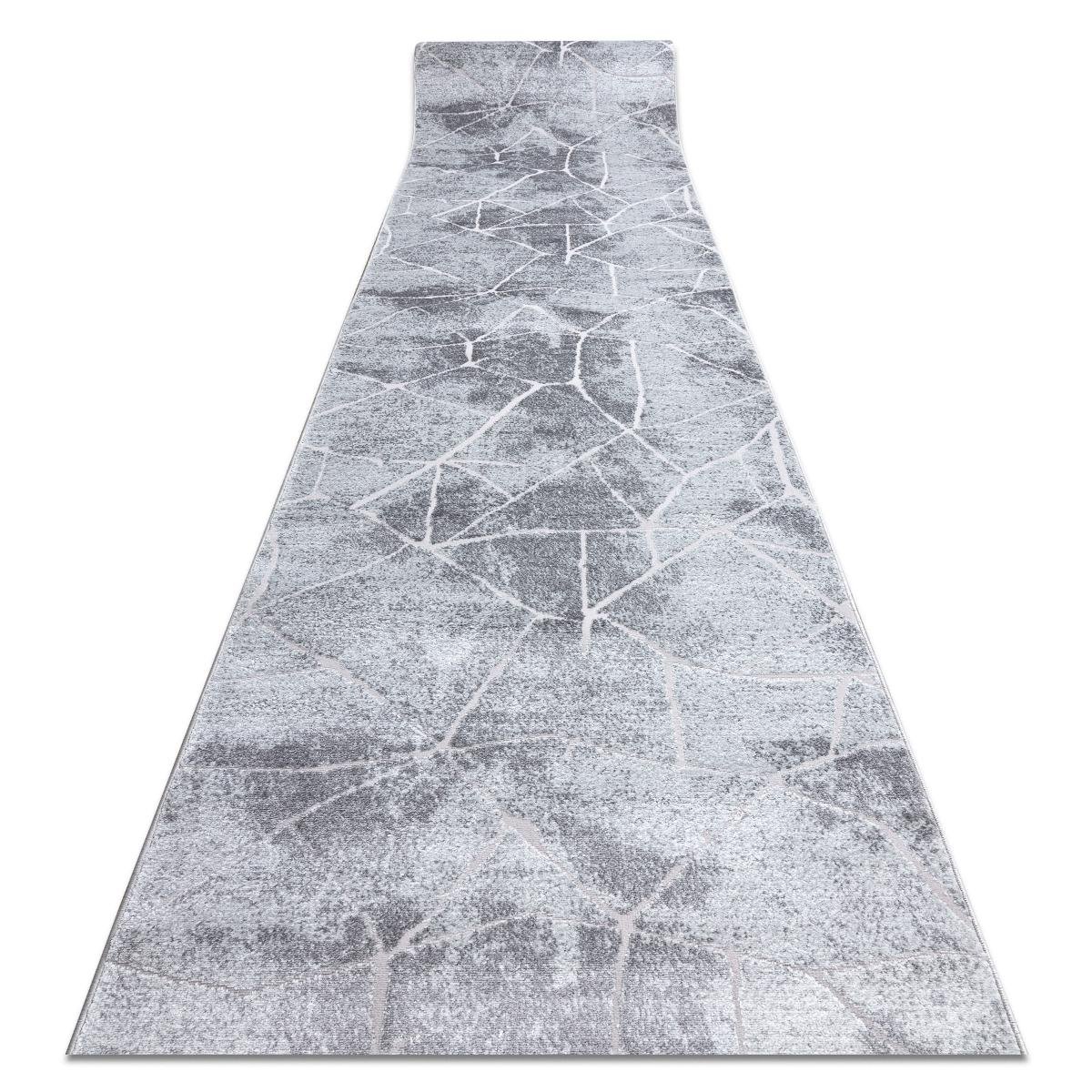 Chodnik DYWANY ŁUSZCZÓW Strukturalny MEFE 2783 Marmur dwa poziomy runa szary 60 cm, 60x960 cm