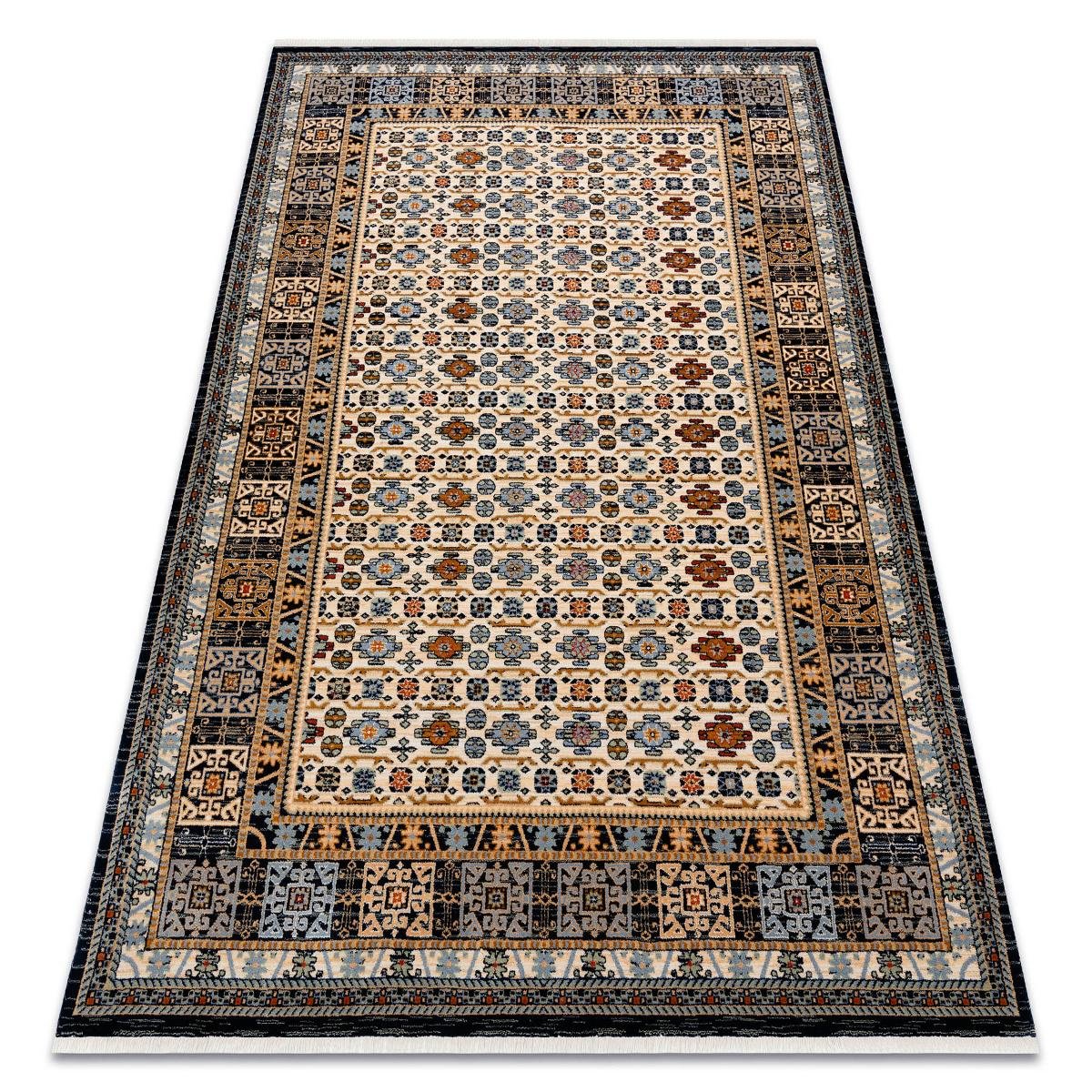 Dywan KESHAN Frędzle, Ramka orientalny 6428/53551 beż / granat, 120x145 cm