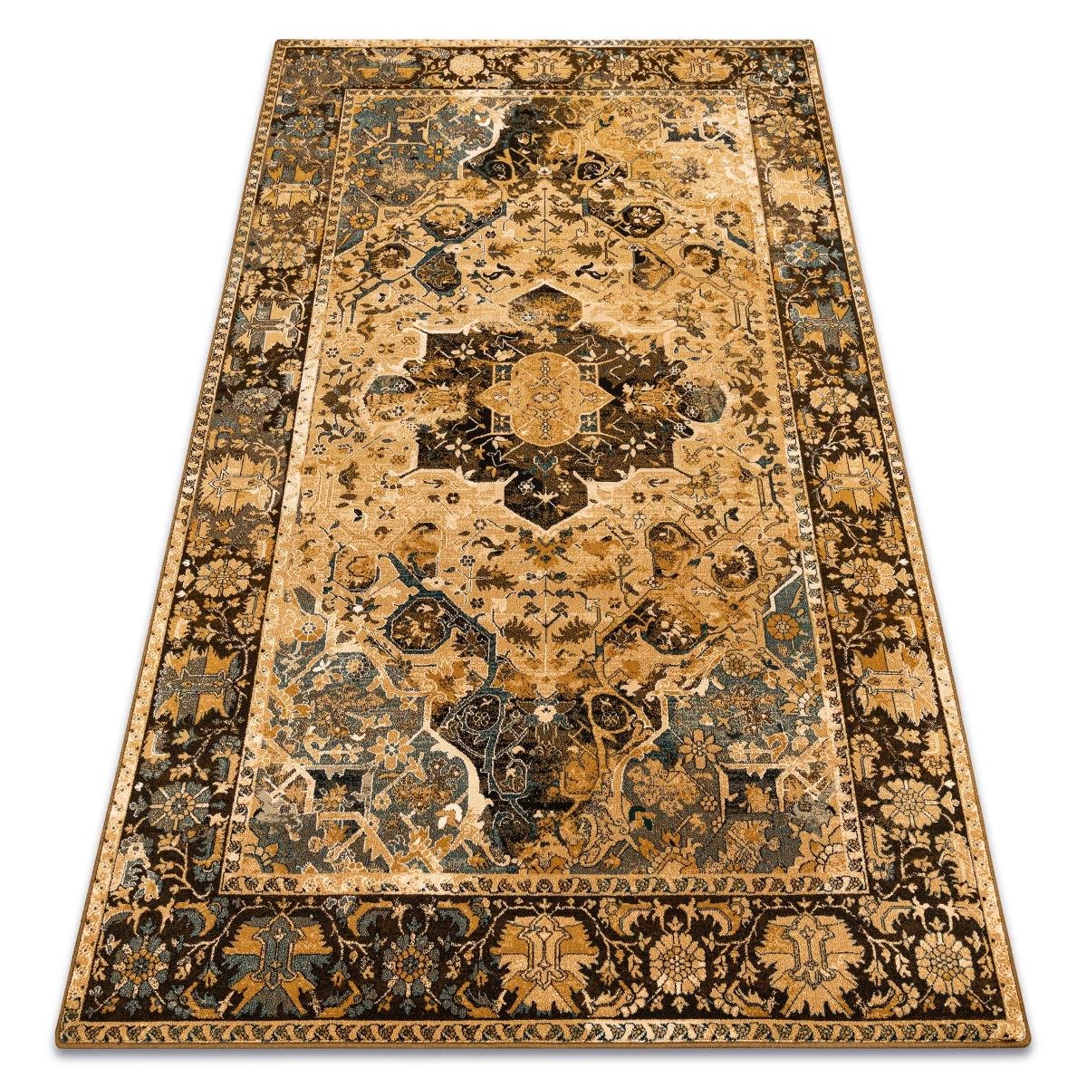 Dywan DYWANY ŁUSZCZÓW wełniany POLONIA Dukato Ornament koniak beż, 200x300 cm