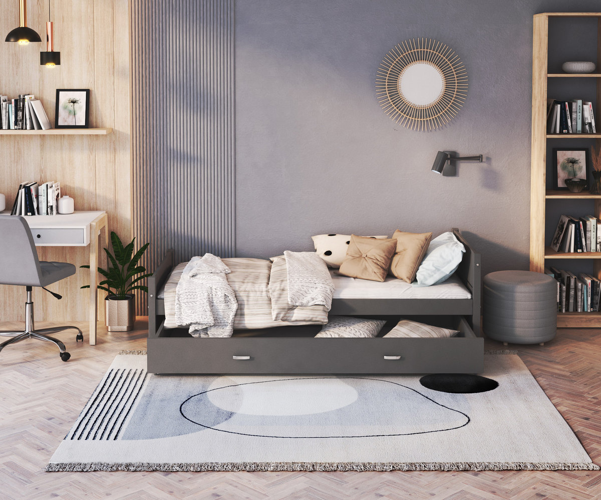 Łóżko młodzieżowe 200x90 materac + szuflada TYMON