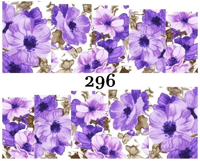 Naklejki wodne na paznokcie FIOLETOWE KWIATY - 296