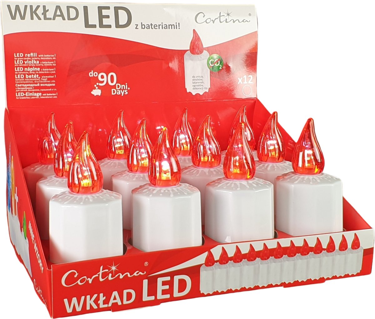 Wkład Znicz Elektryczny Led 12 szt - czerwony