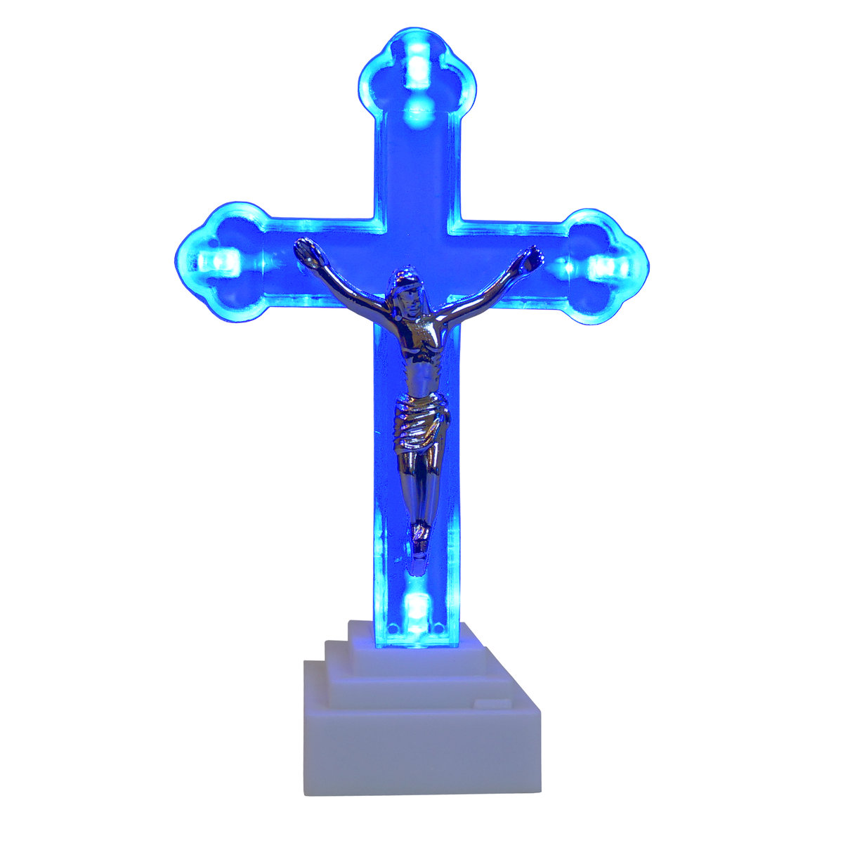 CORTINA, Wkład krzyż do znicza na baterie, LED, Blue